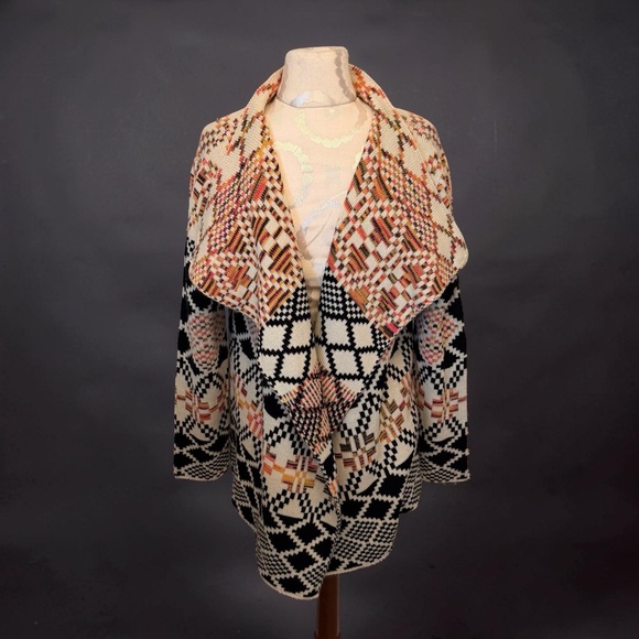Highness Sweaters - Highness Patterned Open Front Cardigan OSFA 100% Acrylic NWT